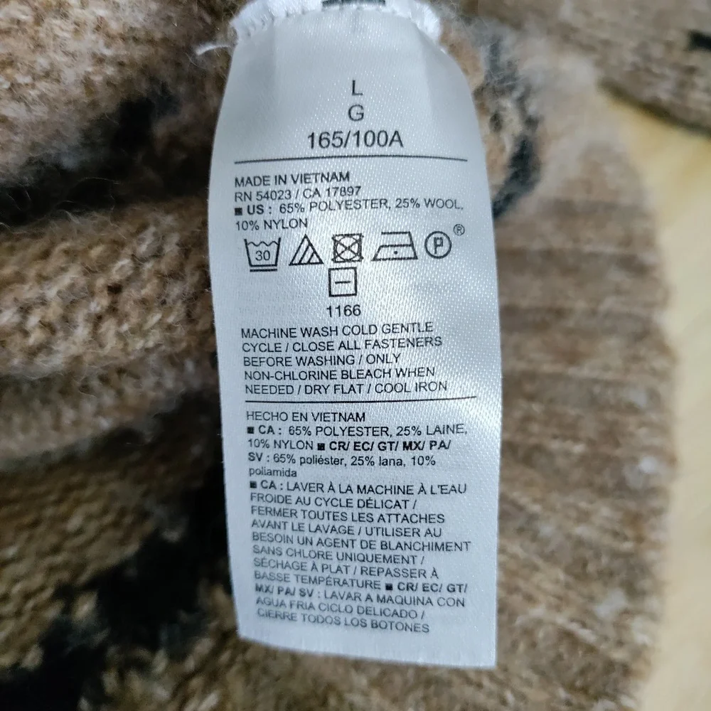 Old Navy Kids Brown Horse Wool Blend Knit Cardigan Sweater Large L 10-12